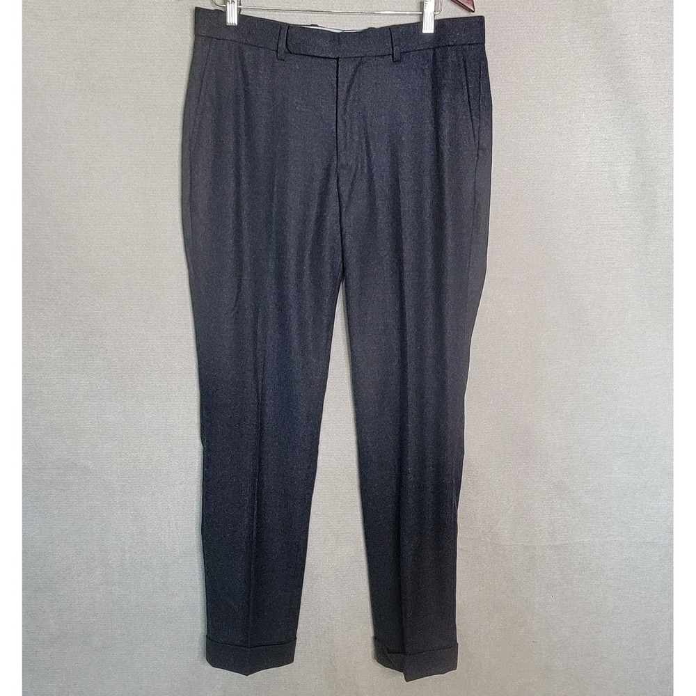 Polo Ralph Lauren Pants Stretch Wool Blend Flannel Suit Trouser Mens 34x32 Gray